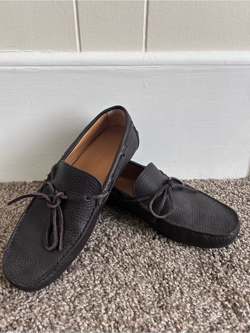 Emporio Armani Men's Dark Brown Leather Driving Loafers